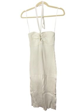 Zara cream rib knit halter neck midi dress NWT size medium 6050/317/251